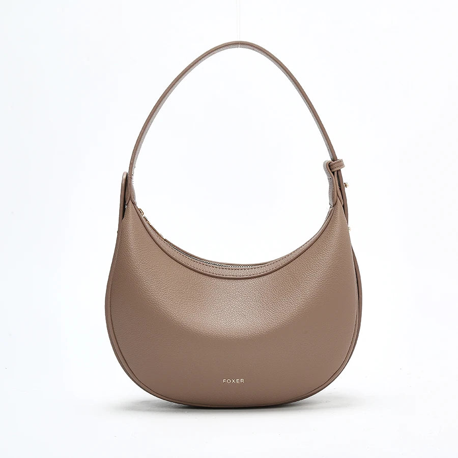 FOXER Women Fashion Small Shoulder Bag Lady Crossbody Handbag Half-Moon Underarm Bag with Logo Perfect Gift for Wife
