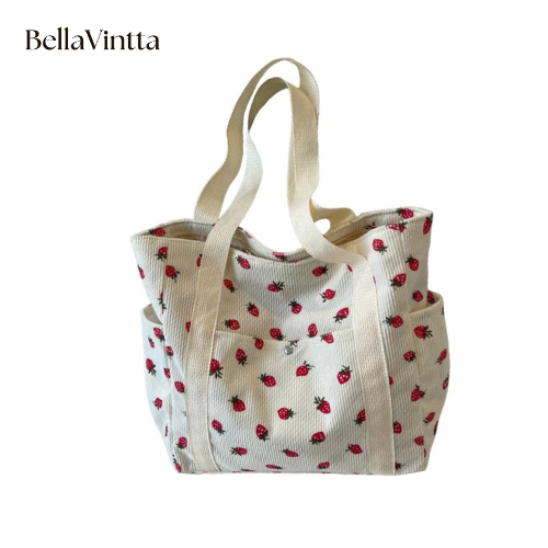 Fresh Sweet Girl Handbag Fashionable High end Corduroy Printed Shoulder Bag Leisure Shopping Commuter Women's Underarm Bag
