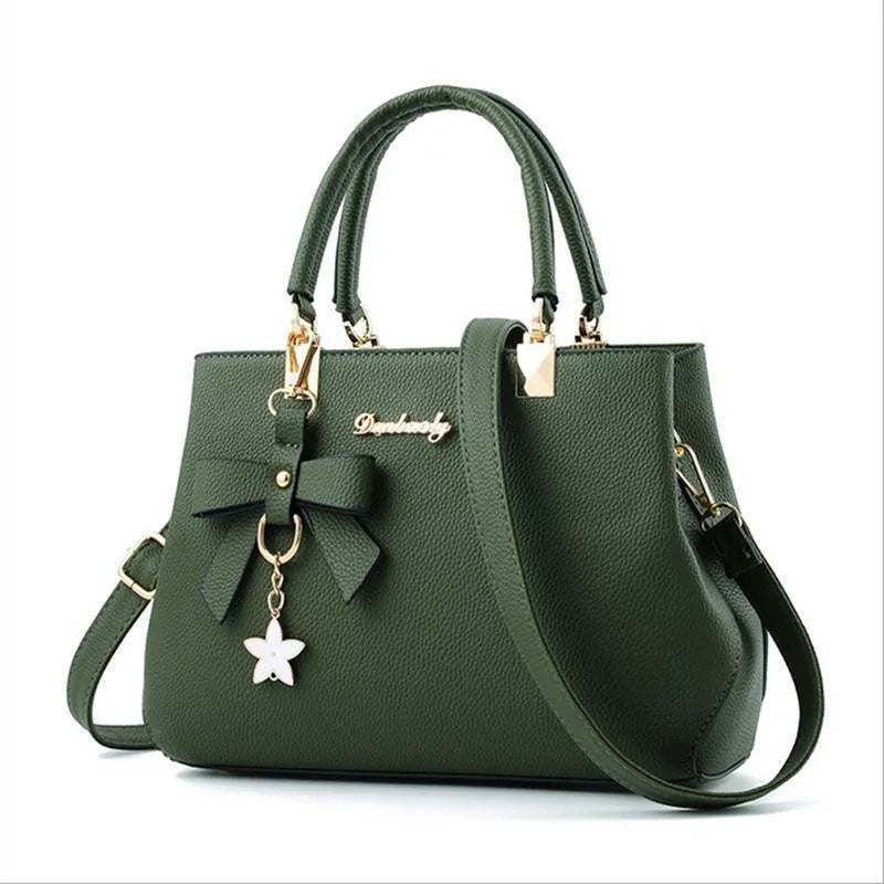 Fashion Solid Color With Bow One Shoulder Bag Portable Bandolera Casual Satchel Large Capacity Cross-body Handbag For Women