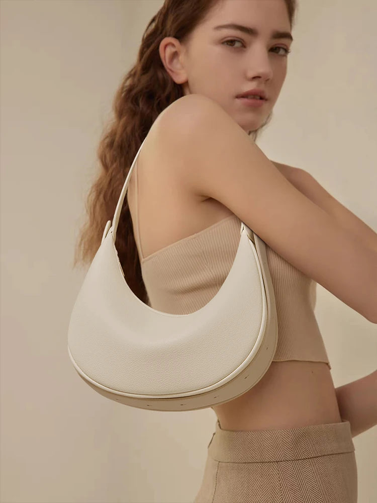 FOXER Women Fashion Small Shoulder Bag Lady Crossbody Handbag Half-Moon Underarm Bag with Logo Perfect Gift  for Wife