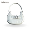 Vintage Korean Casual Cute White Star Shoulder Underarm Tote Bag Ladies Sling Bags Leather Zip Purses  Handbags Women