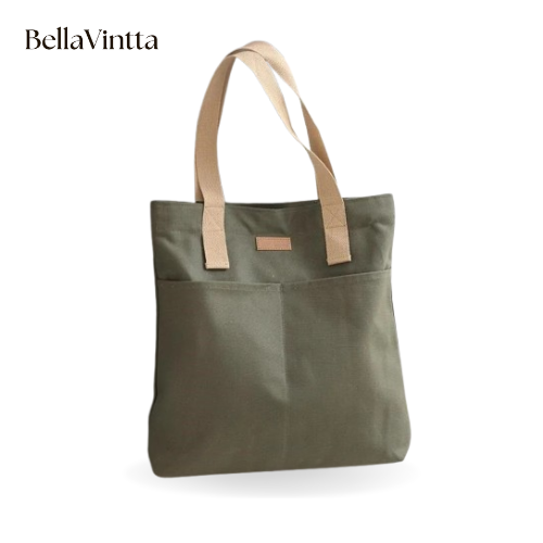 1Pc Women's Tote Bag Canvas Sewing Thread Large Capacity Advanced Sense Handbag Convenient Practical Female's Commuter Bag