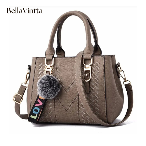 Embroidery Messenger Bags Women Leather Handbags Bags for Women Sac a Main Ladies hair ball Hand Bag