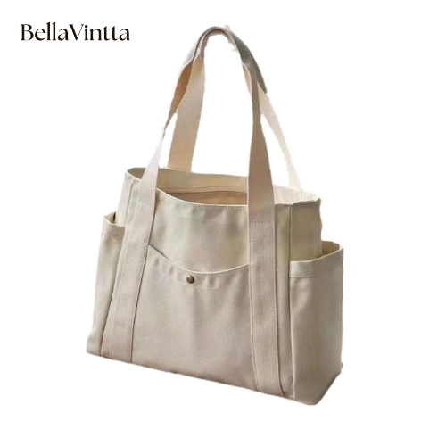 Large Capacity Canvas Tote Bags For Work Commuting Carrying Handbag College Style Student Outfit Book Shoulder Bag Women Bags