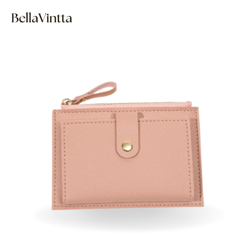 Minimalist and fashionable women's short card bag, ultra-thin mini PU leather zero wallet, women's credit card holder wallet