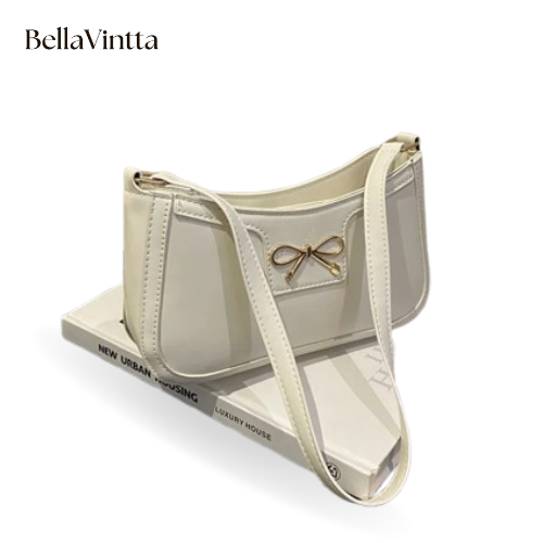 Stylish Shoulder Bag with Metal Bow Decoration, Versatile Underarm Bag, Classic Brown and Black Baguette Bag for Women Daily Use
